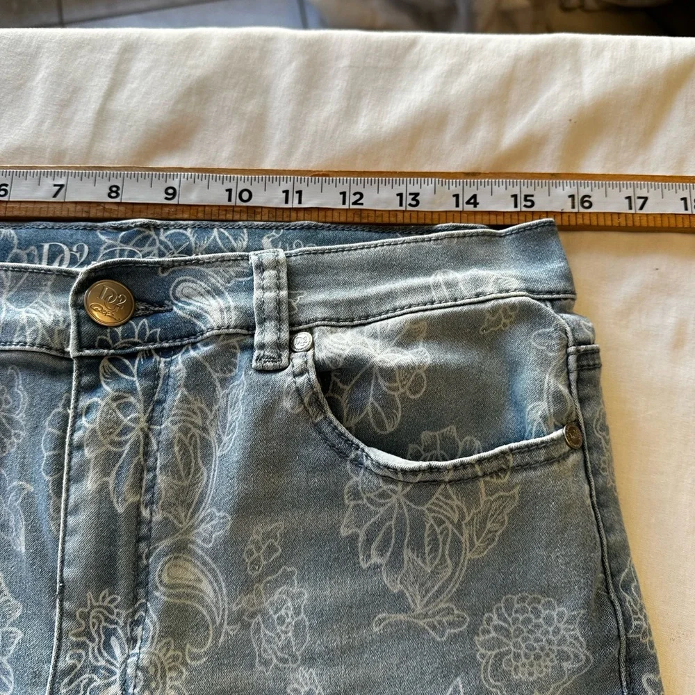 DG2 by Diane Gilman Floral Embroidered Cropped Jeans - Blue and Red - Picture 13 of 15